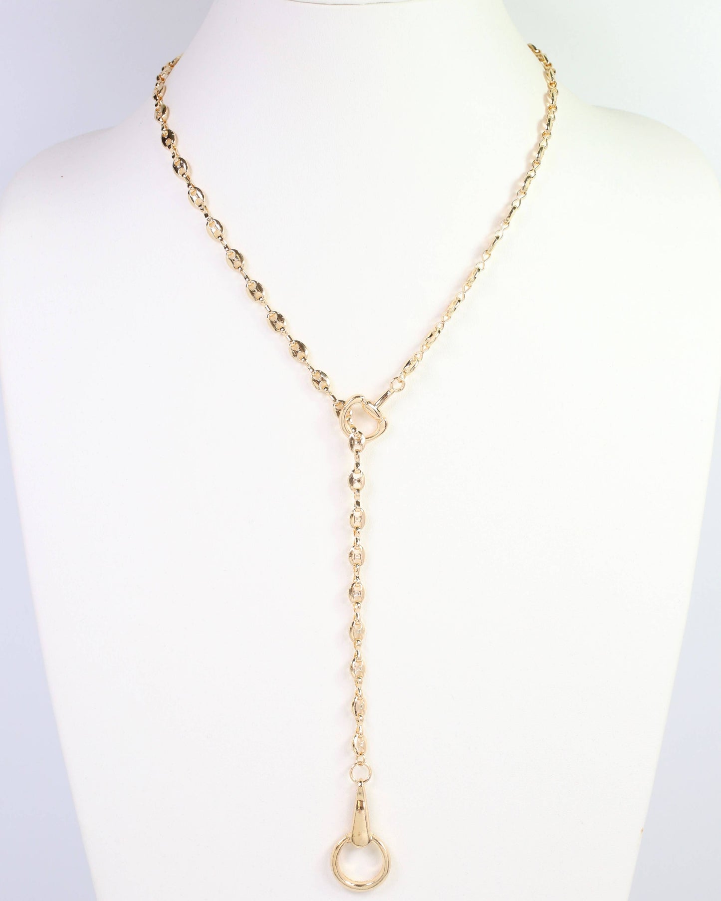 Manchester Horsebit Y Necklace Gold: Pre Order