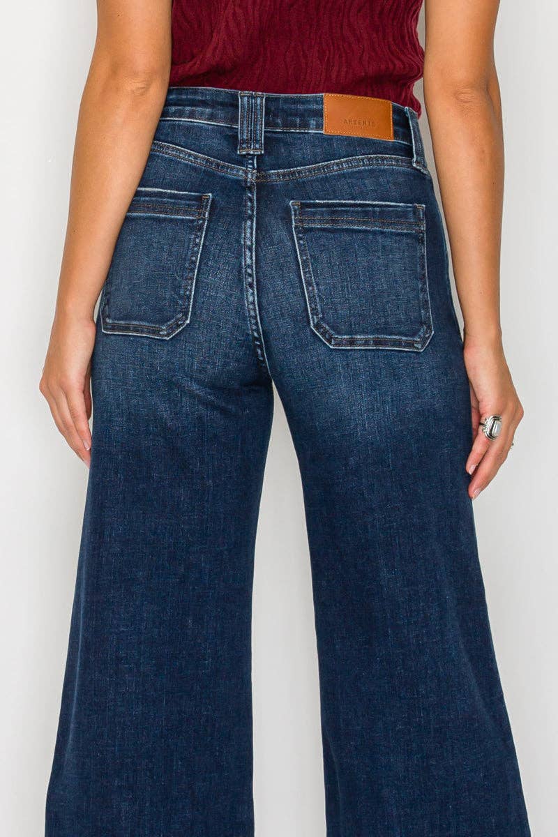 TUMMY CONTROL HIGH RISE A LINE WIDE LEG JEANS: 1 (24)
