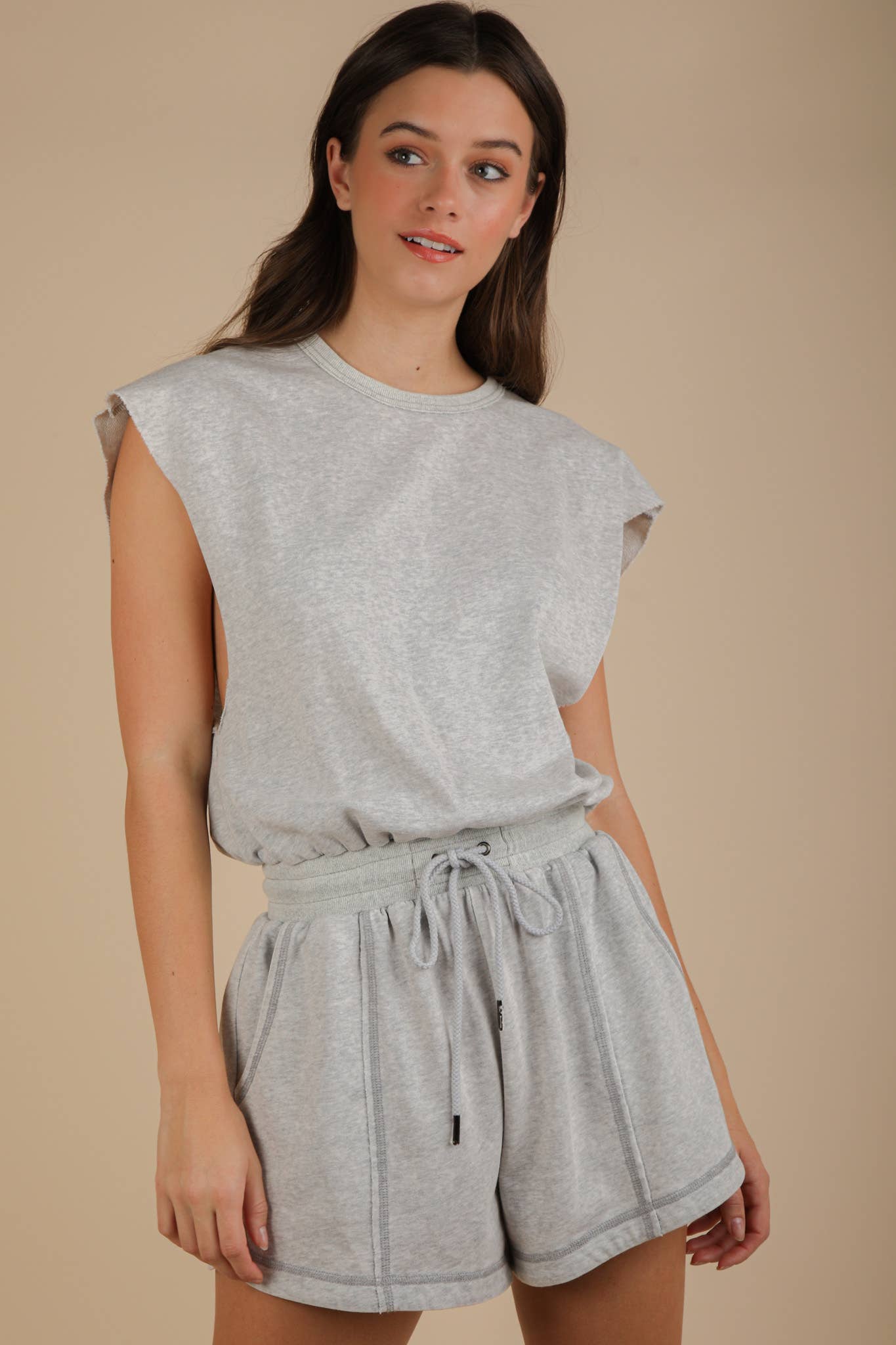 NP70783-Washed Knit Romper w/ Cutout Back