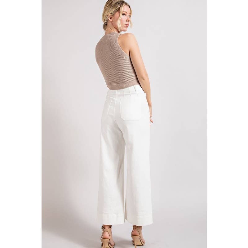 Soft washed wide leg pants: OFF WHITE