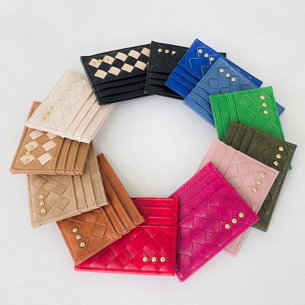 Mariah Woven Small Card Holder Wallet: Cream