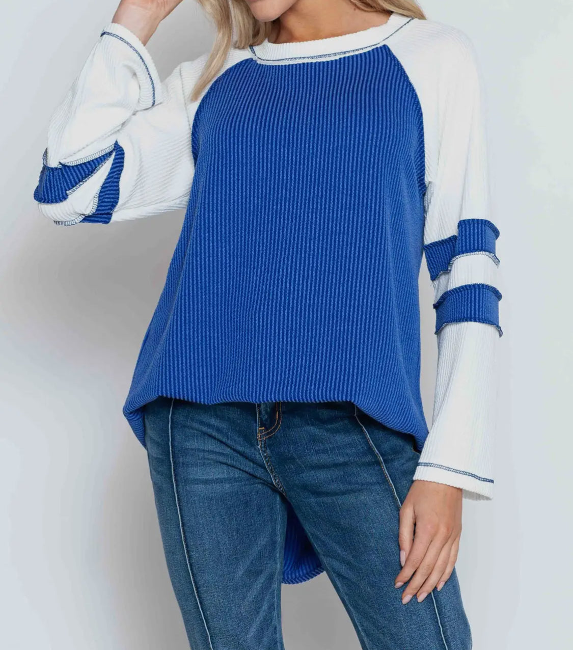 Blue Textured Long Sleeve