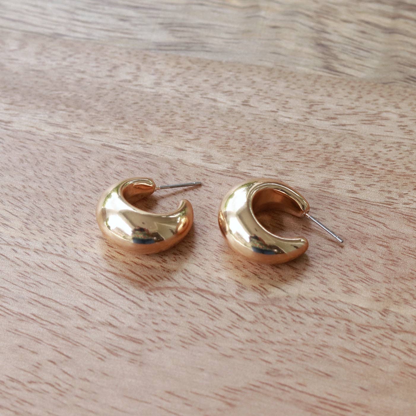 Custom Petite Gold Teardrop Hoop Earrings | Gold Dome Hoop