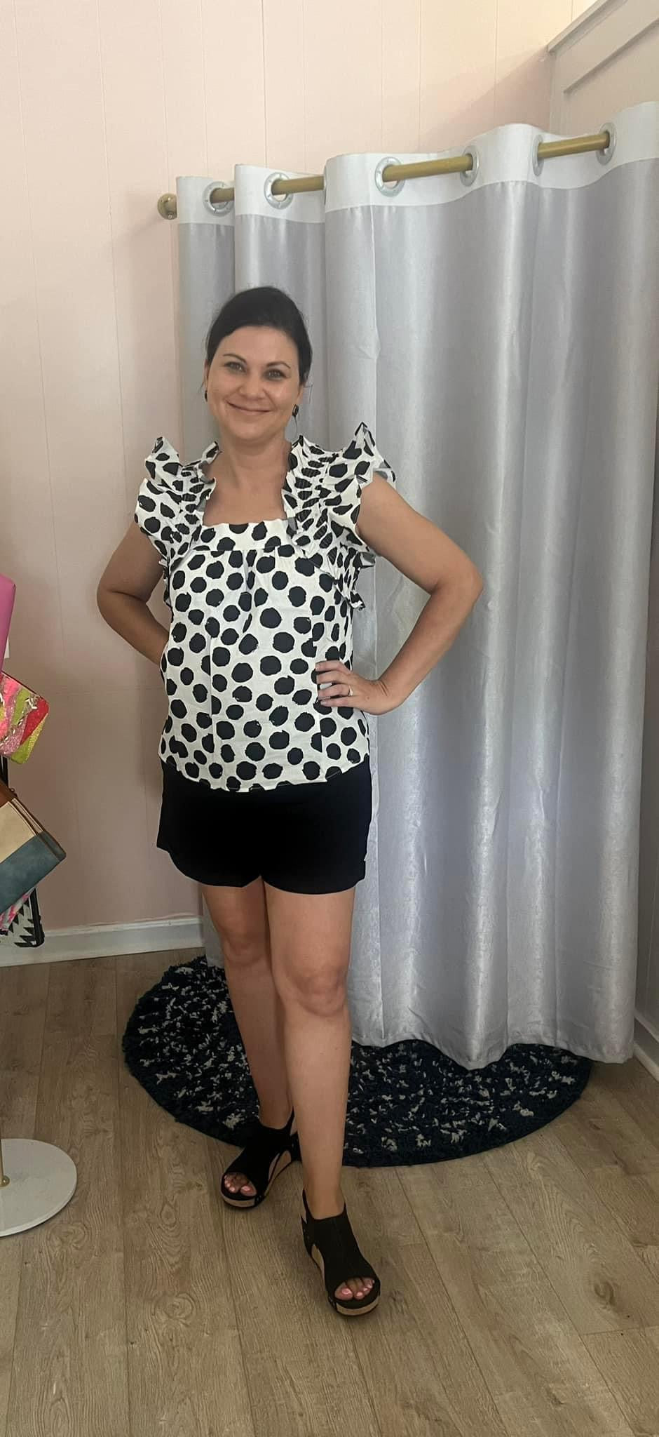 Jodifl Black and White Dotted Blouse