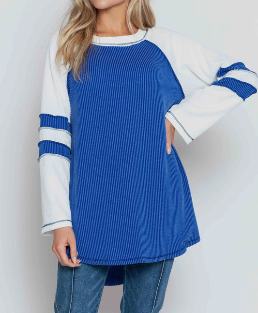 Blue Textured Long Sleeve