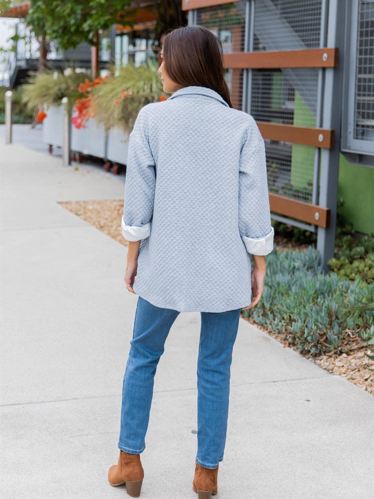 Quilted Shacket: Dark Red / Small