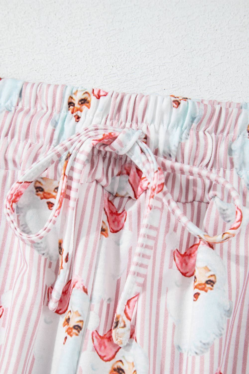 Vintage Santa Claus Striped Print Loose Fit Two Piece Lounge Set