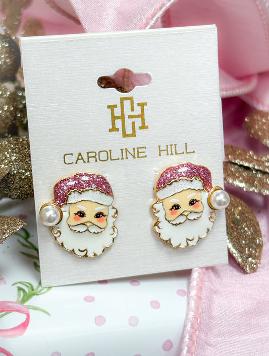 I Believe In Santa Pink Studs