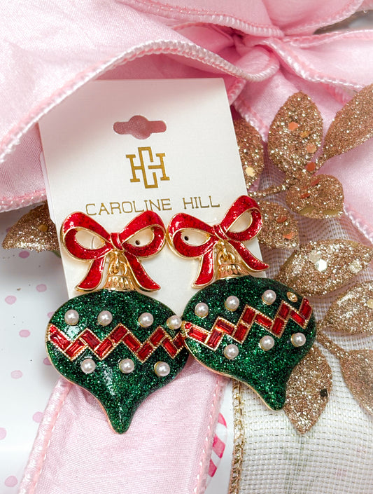 Green Bridger Bow And Ornament Earring