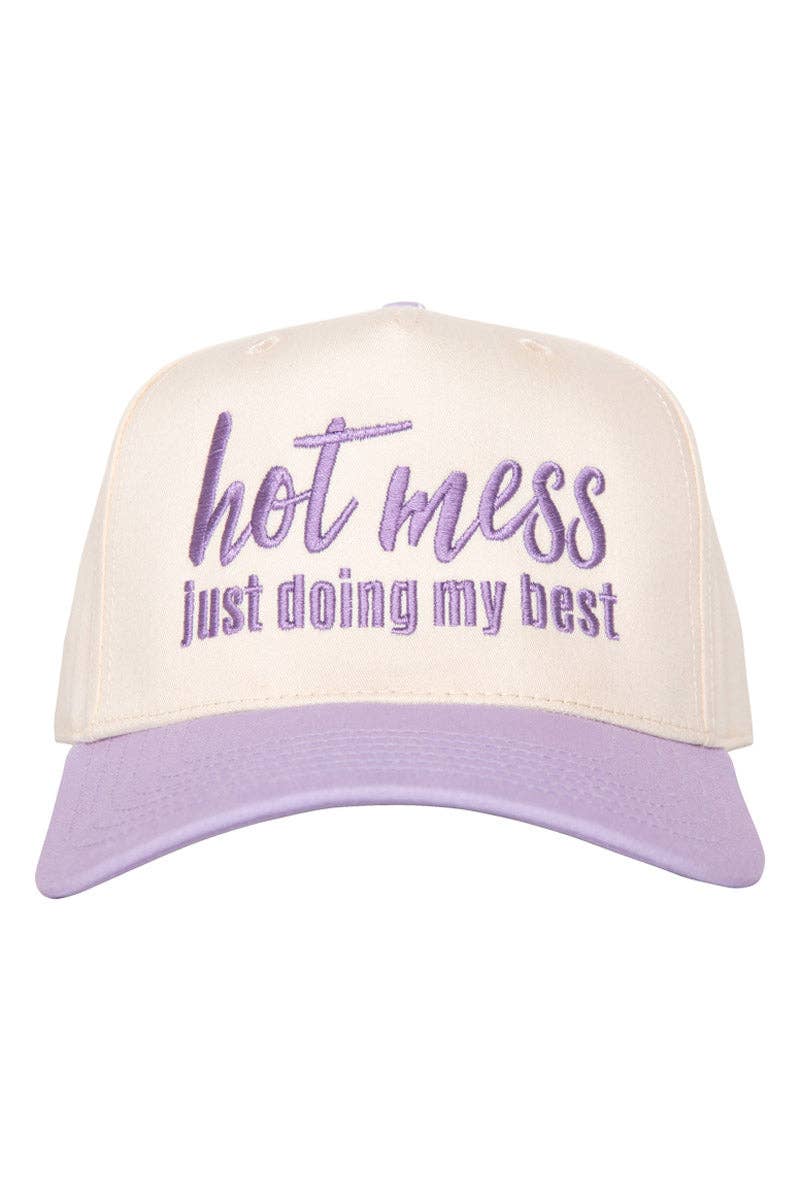 Hot Mess Just Doing My Best Two-Toned Vintage Hat: Light Purple and Tan