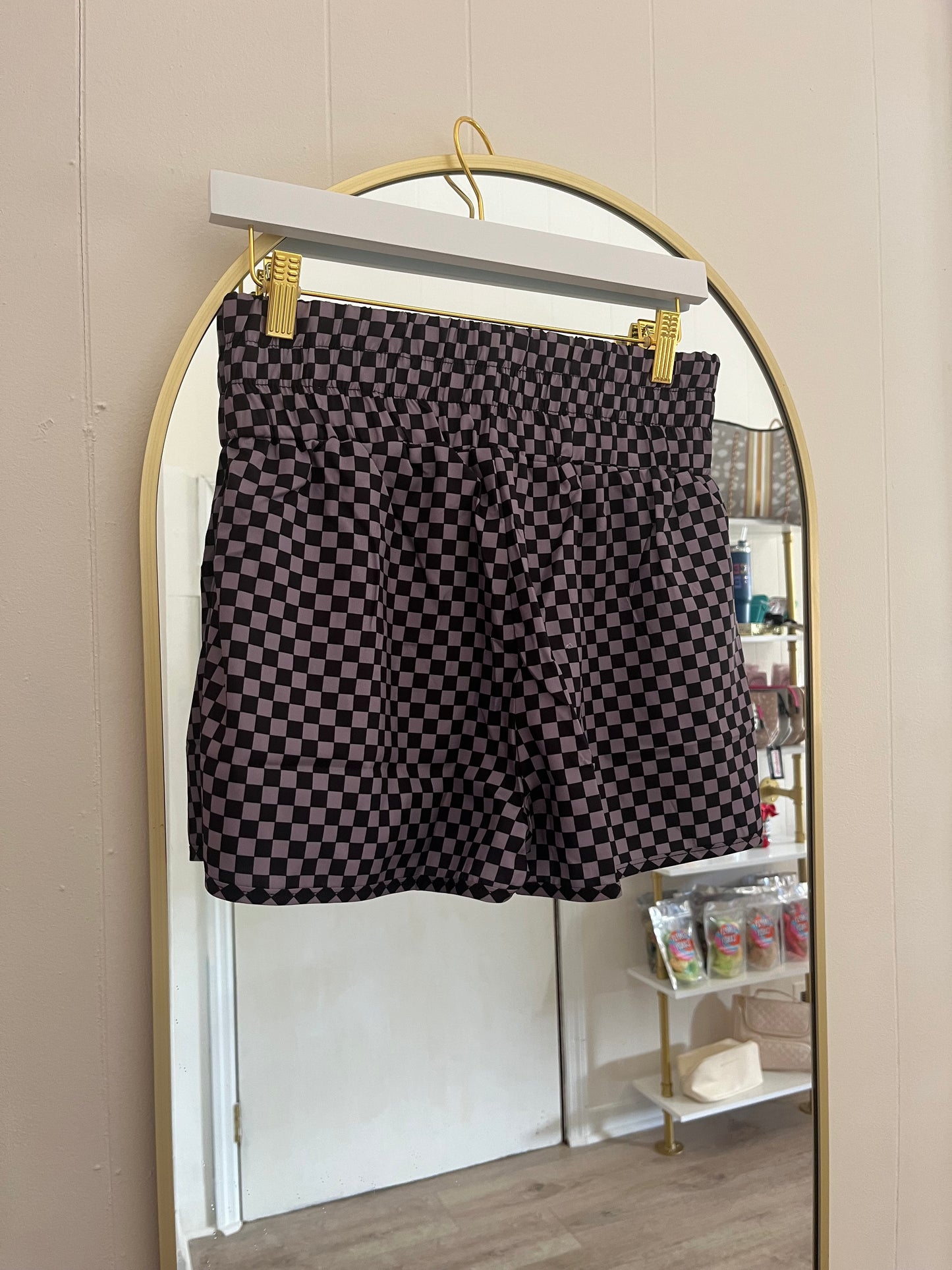 Black Checkered Shorts