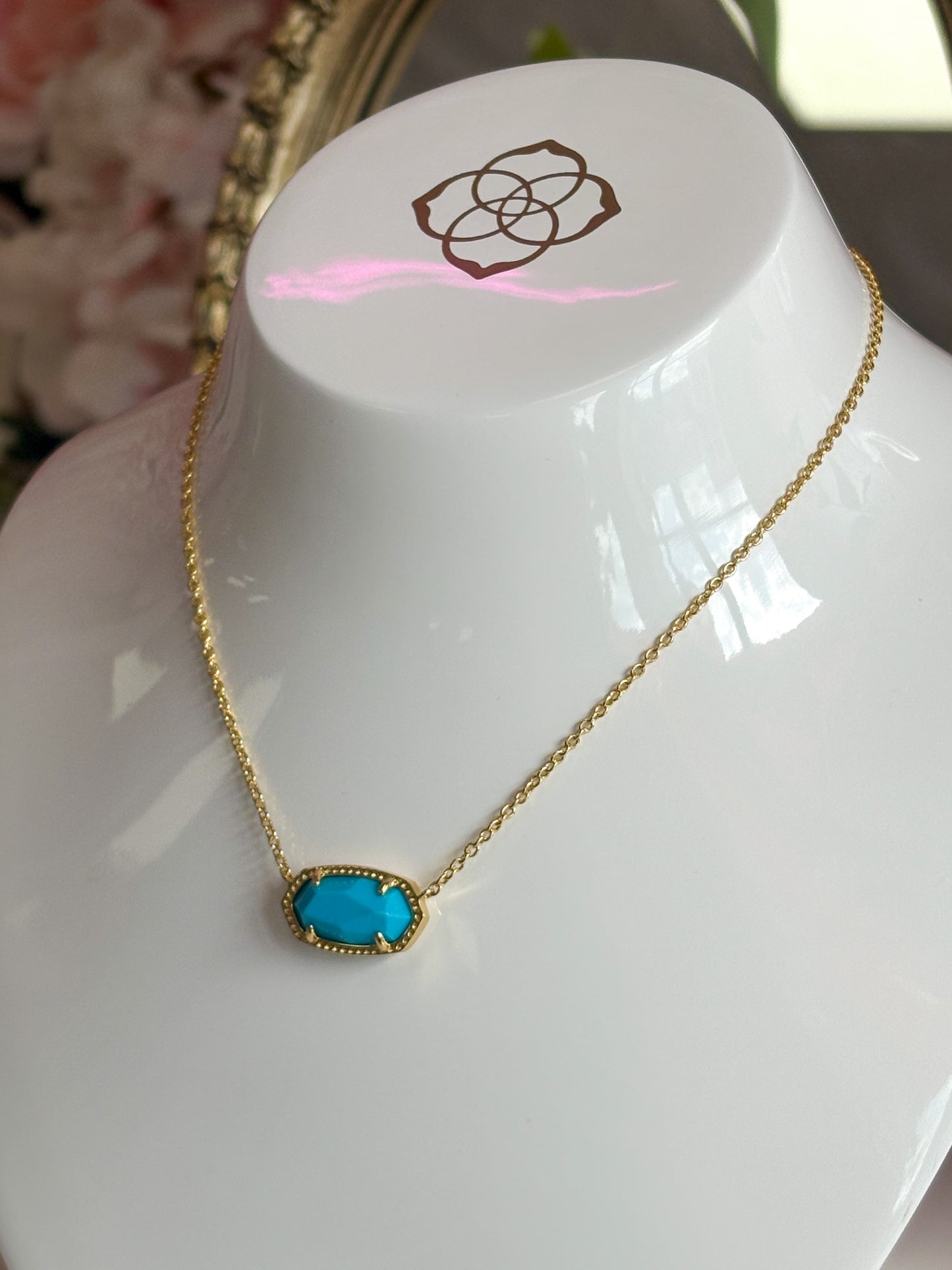 Elisa Short Pendant Gold Turquoise 440 Kendra Scott