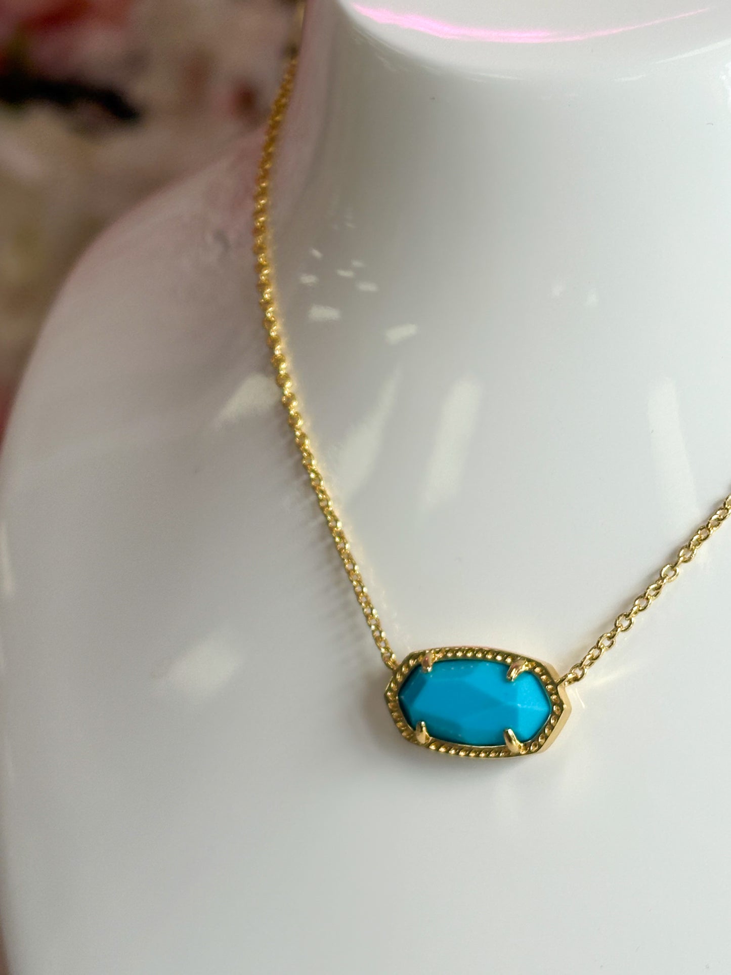 Elisa Short Pendant Gold Turquoise 440 Kendra Scott
