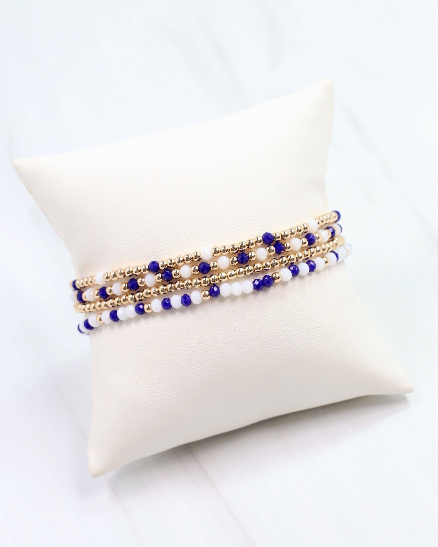 Lottie Beaded Bracelet set Blue White: Default