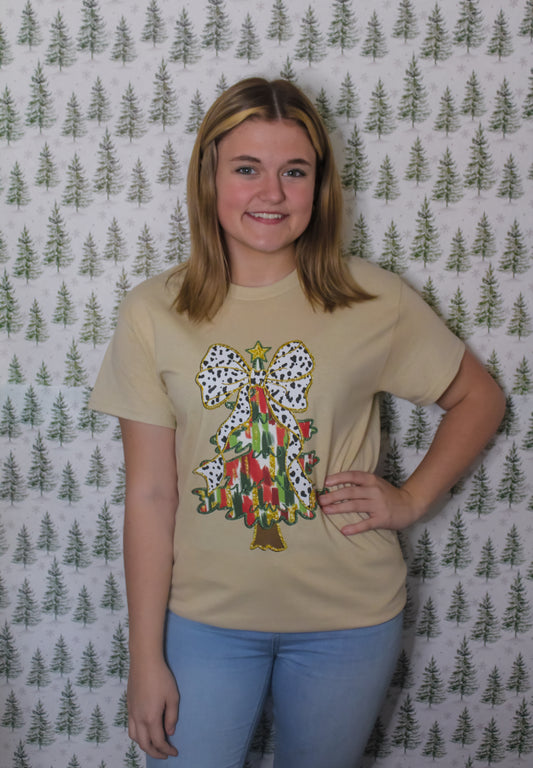 Colorful Glitter Christmas Tree Shirt: Sand  Unisex Tee