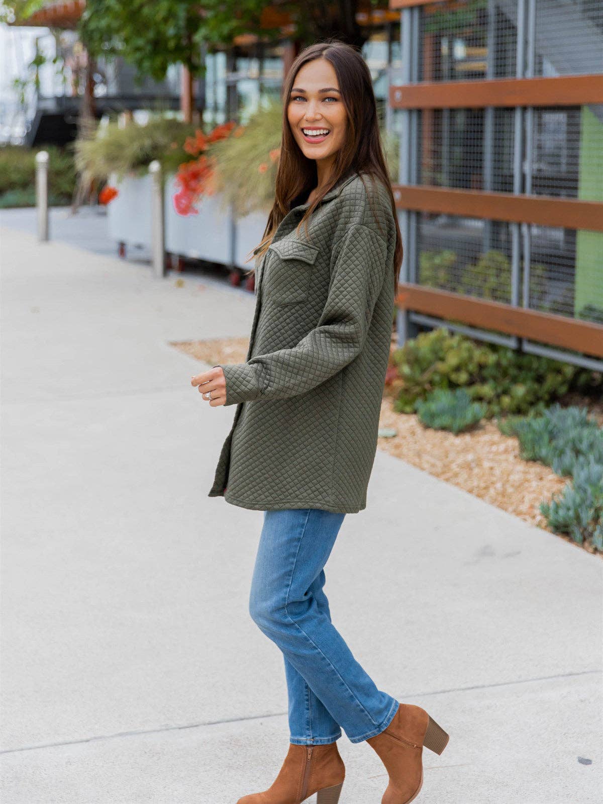 Quilted Shacket: Dark Red / XL