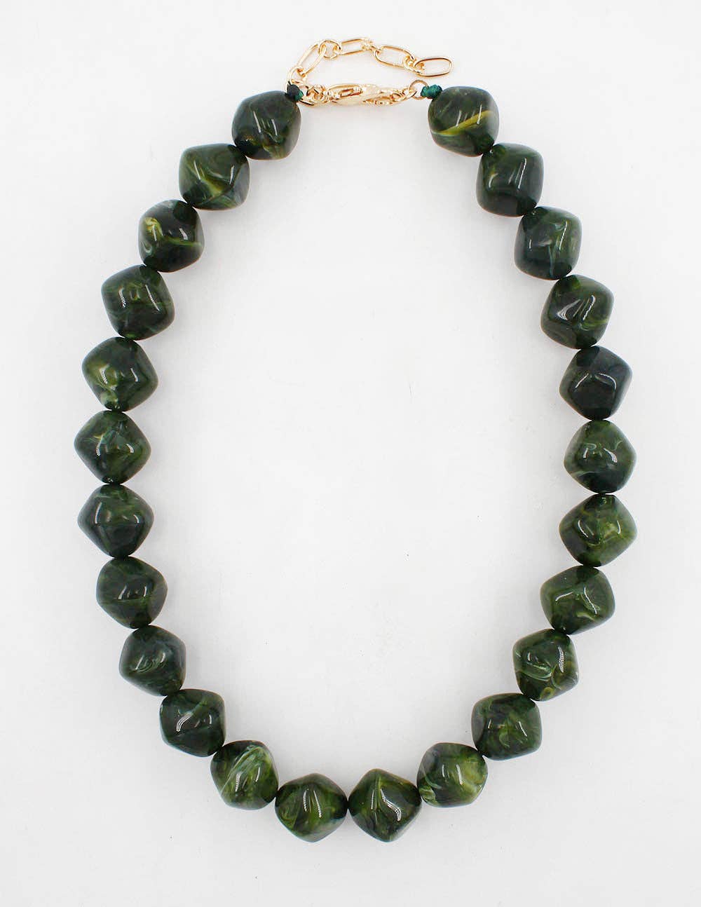 Green Acrylic Stone Chunky Beaded 16"-18" Necklace