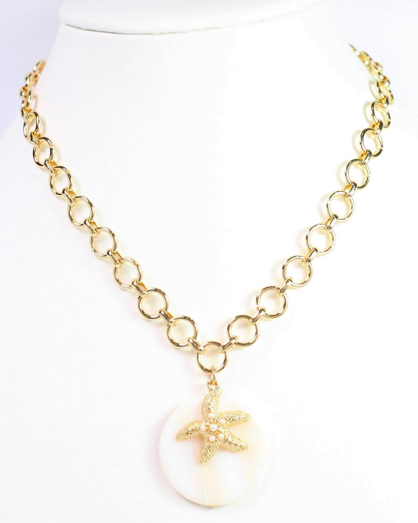 Sandra Shell and Starfish Charm Necklace Gold: Default