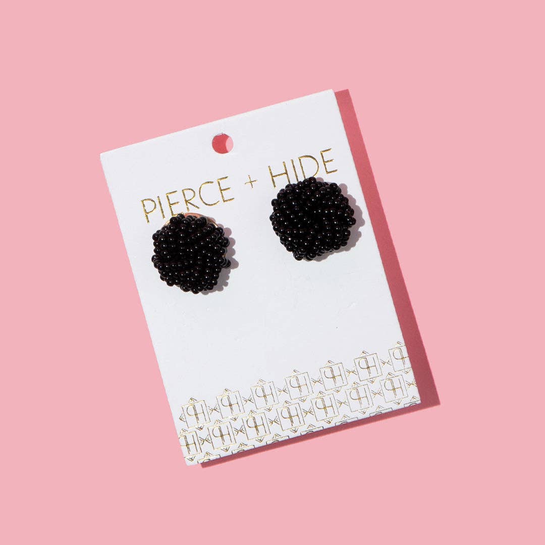 Custom Beaded Knot Stud Earrings | Knotted Stud : Mustard