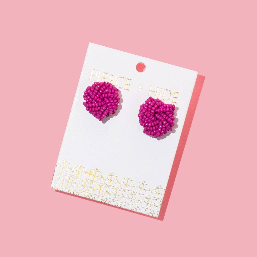 Custom Beaded Knot Stud Earrings | Knotted Stud : Mustard