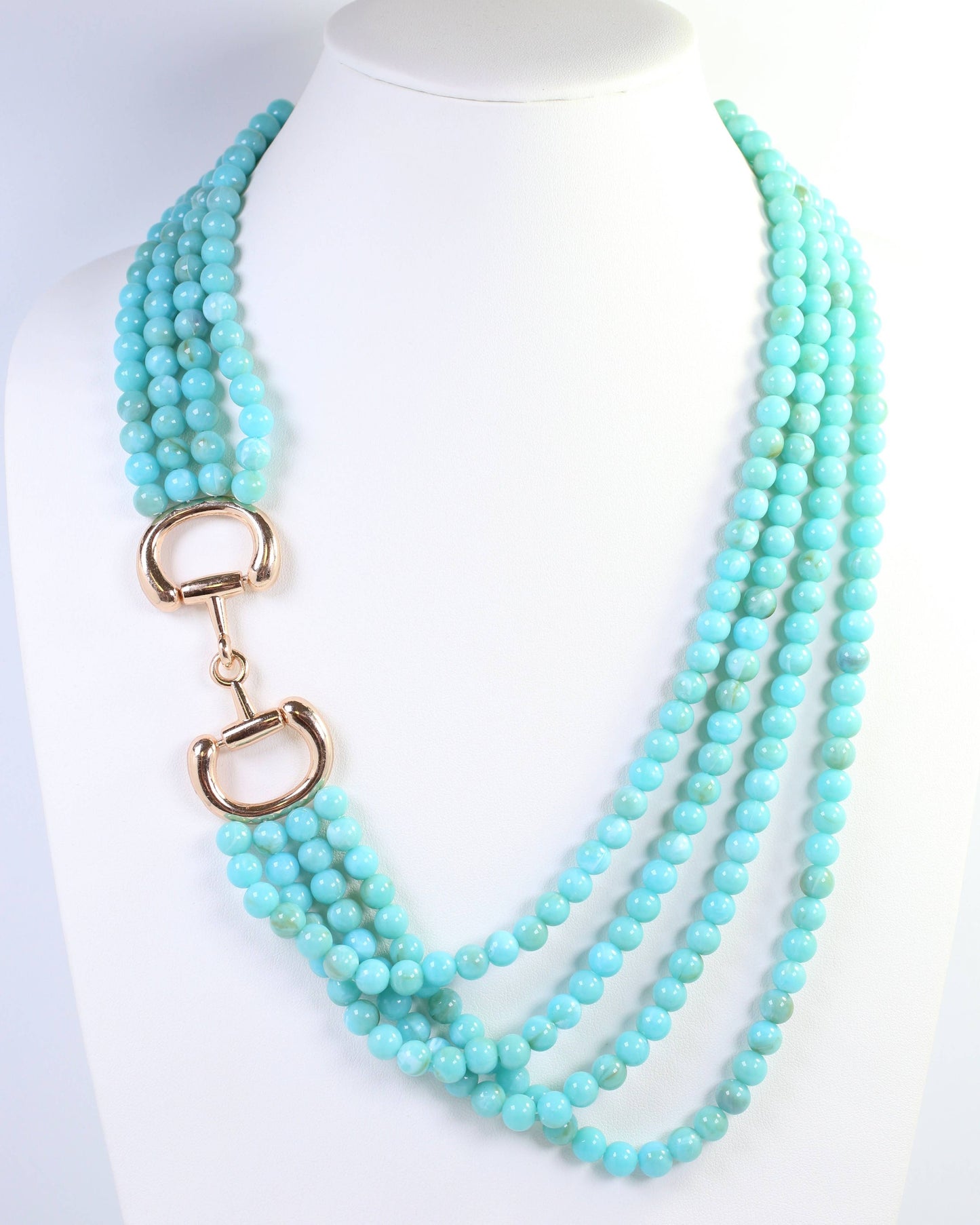 Braelyn Horsebit Beaded Layered Necklace Turquoise: Pre Order