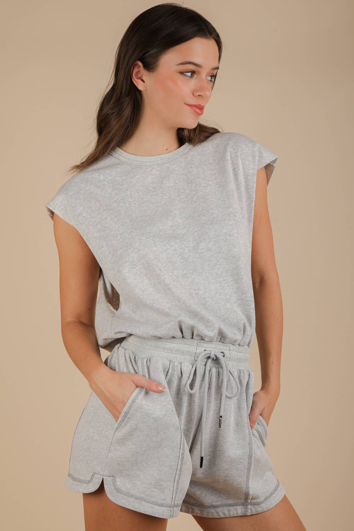NP70783-Washed Knit Romper w/ Cutout Back