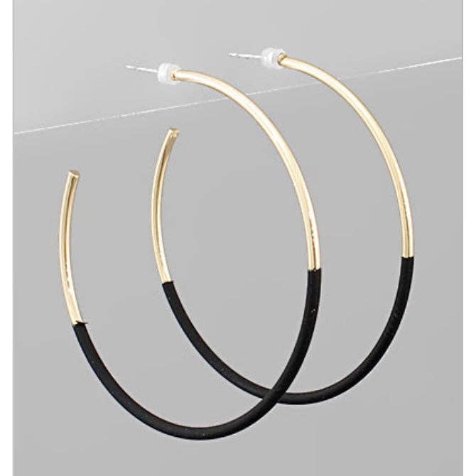 Black/ Gold Skinny Hoop Earrings | Skinny Hoop