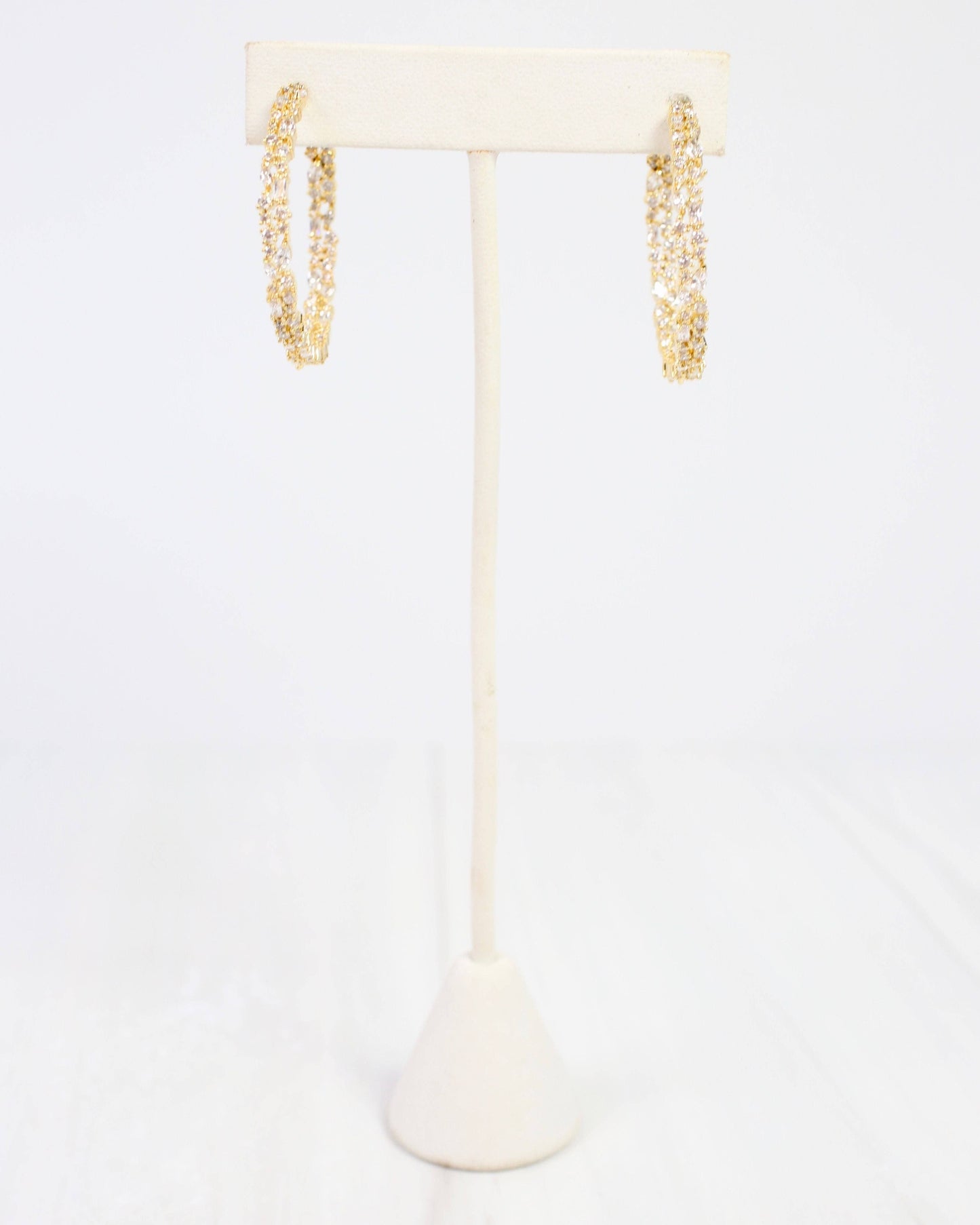 Shelby CZ Embellished Hoop Earring Gold: Default