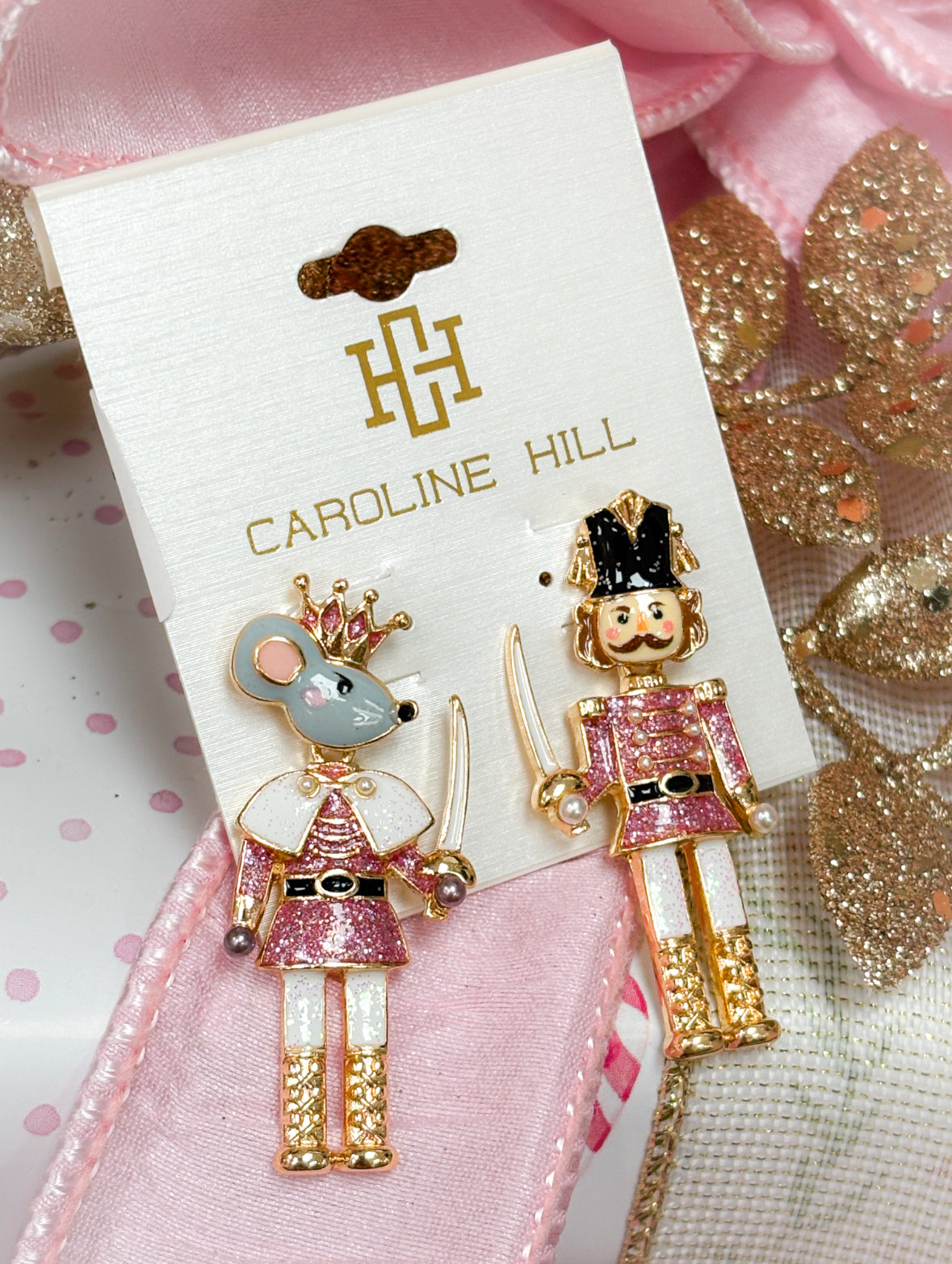 Pink Nutcracker King Earrings
