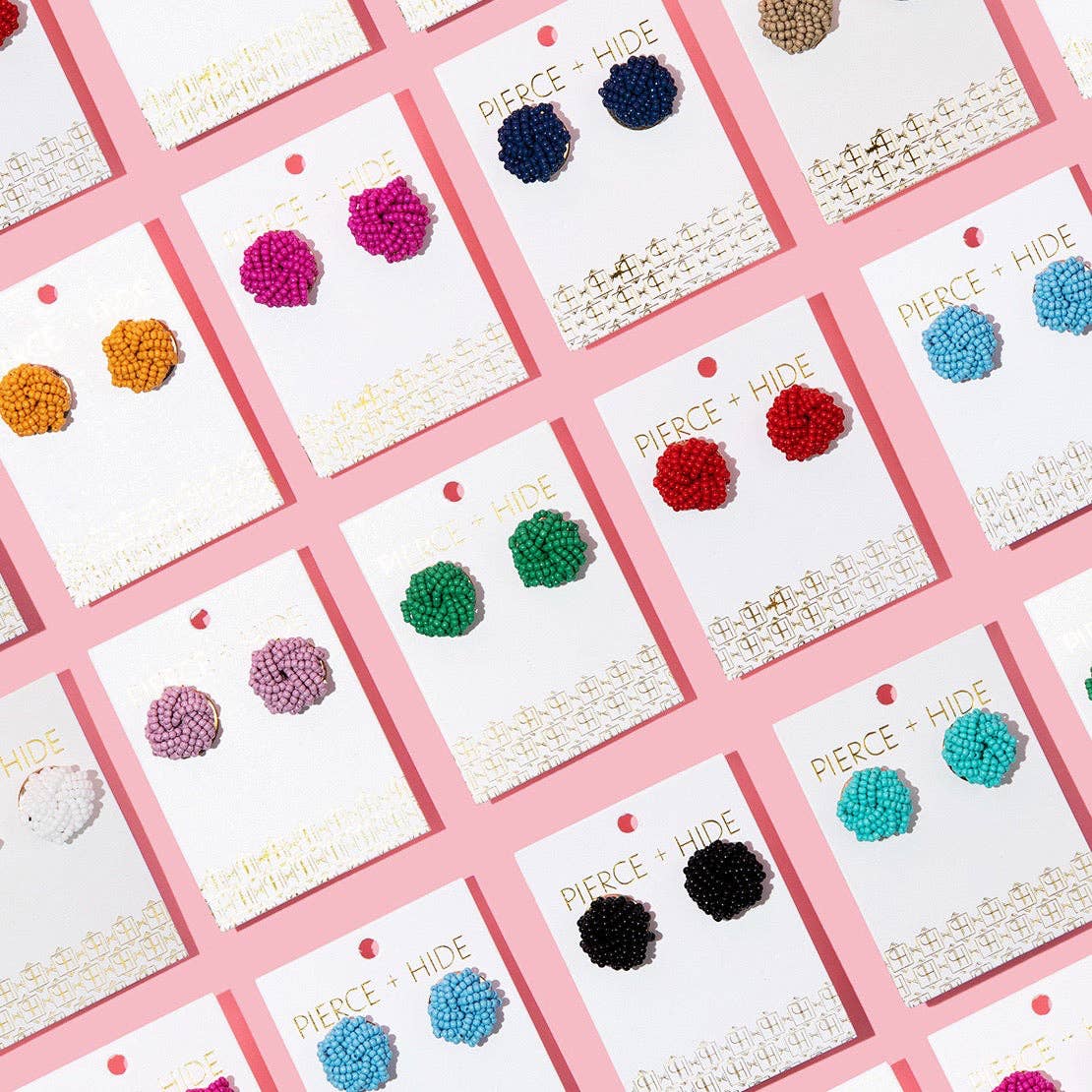 Custom Beaded Knot Stud Earrings | Knotted Stud : Mustard