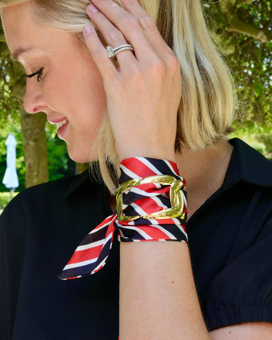 Serafina Scarf Bracelet Bk Rd Stripe: Default