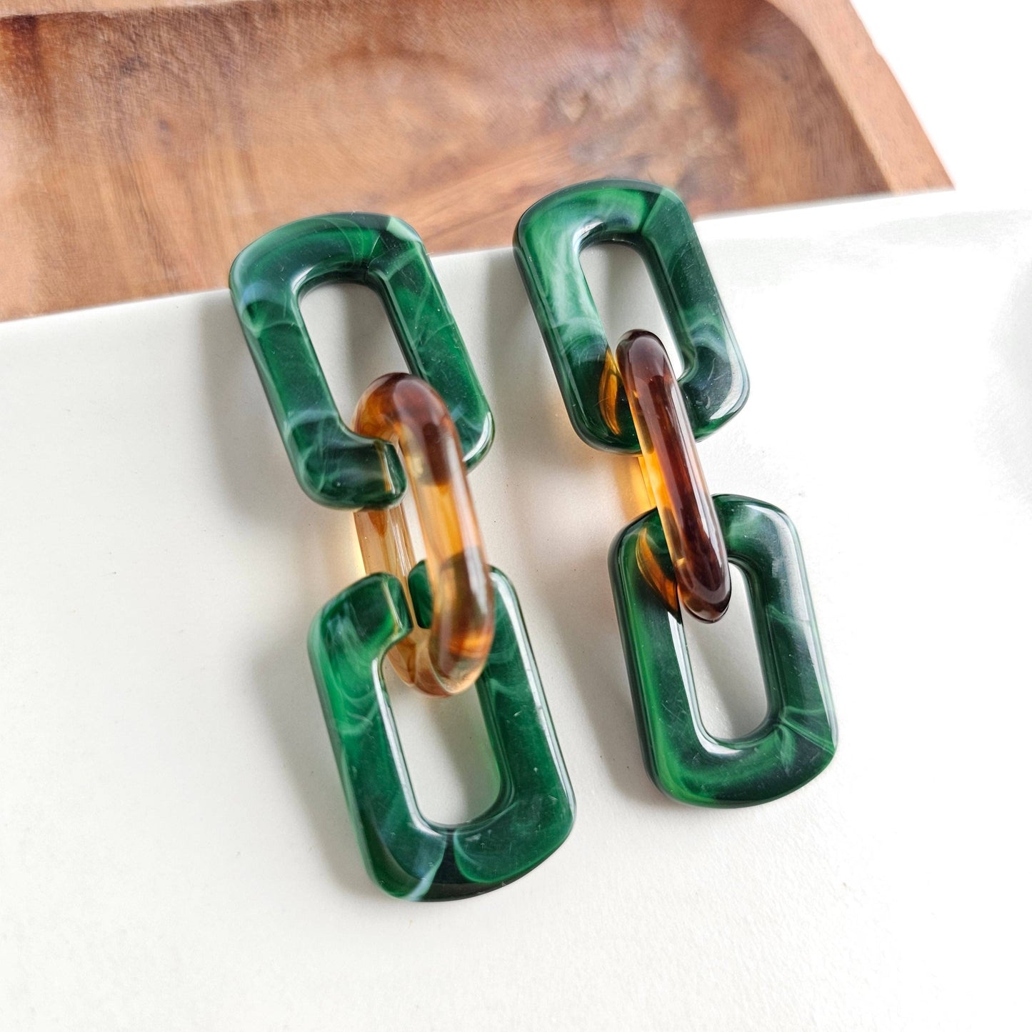 Tabitha Earrings - Forest & Amber // Fall, Jewelry, Gifts