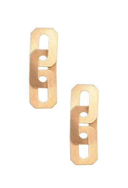 Brushed Gold Chunky Link Earrings | Gold Link Earring