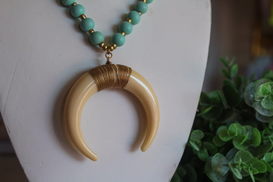 Teal Horn Necklace
