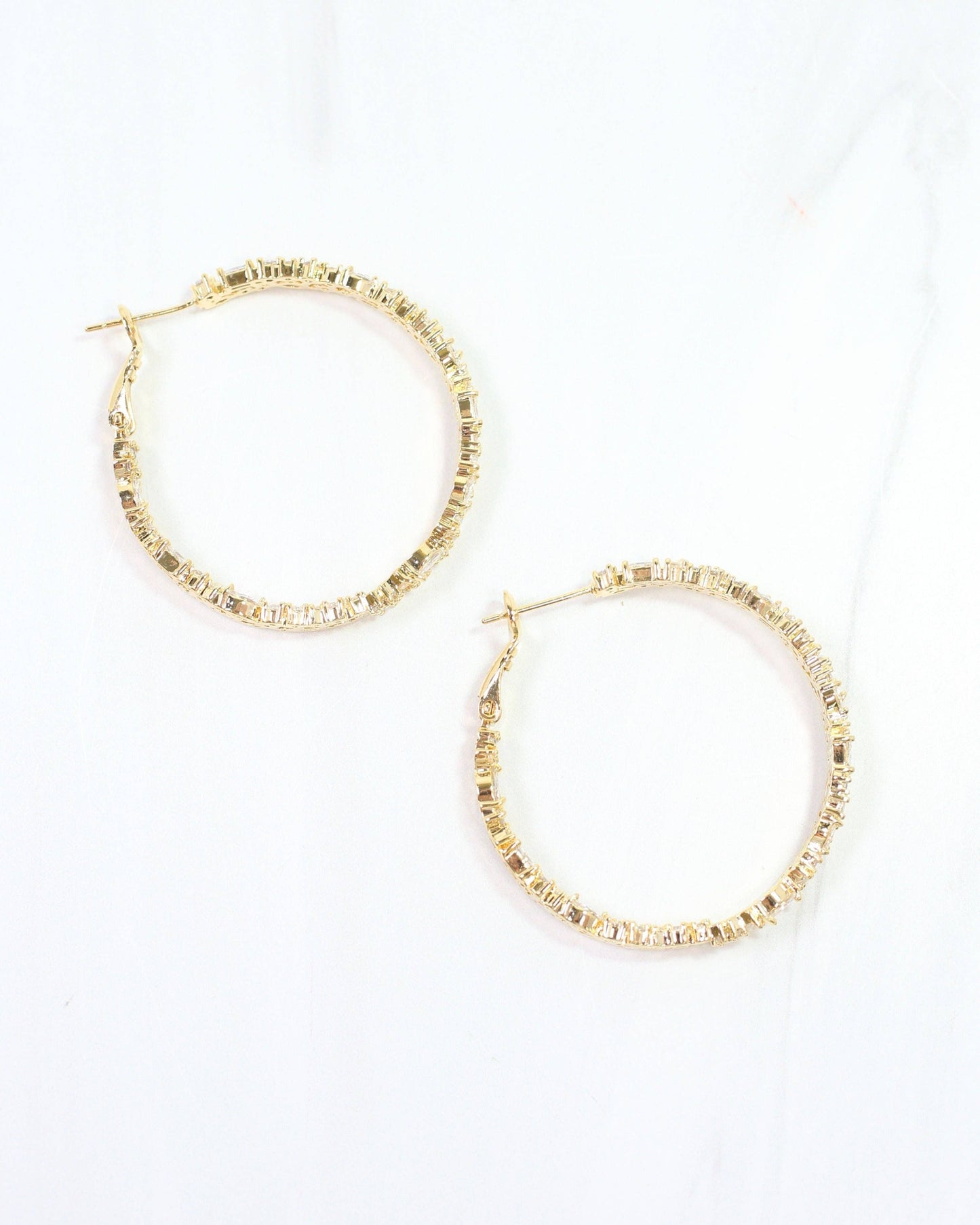 Shelby CZ Embellished Hoop Earring Gold: Default