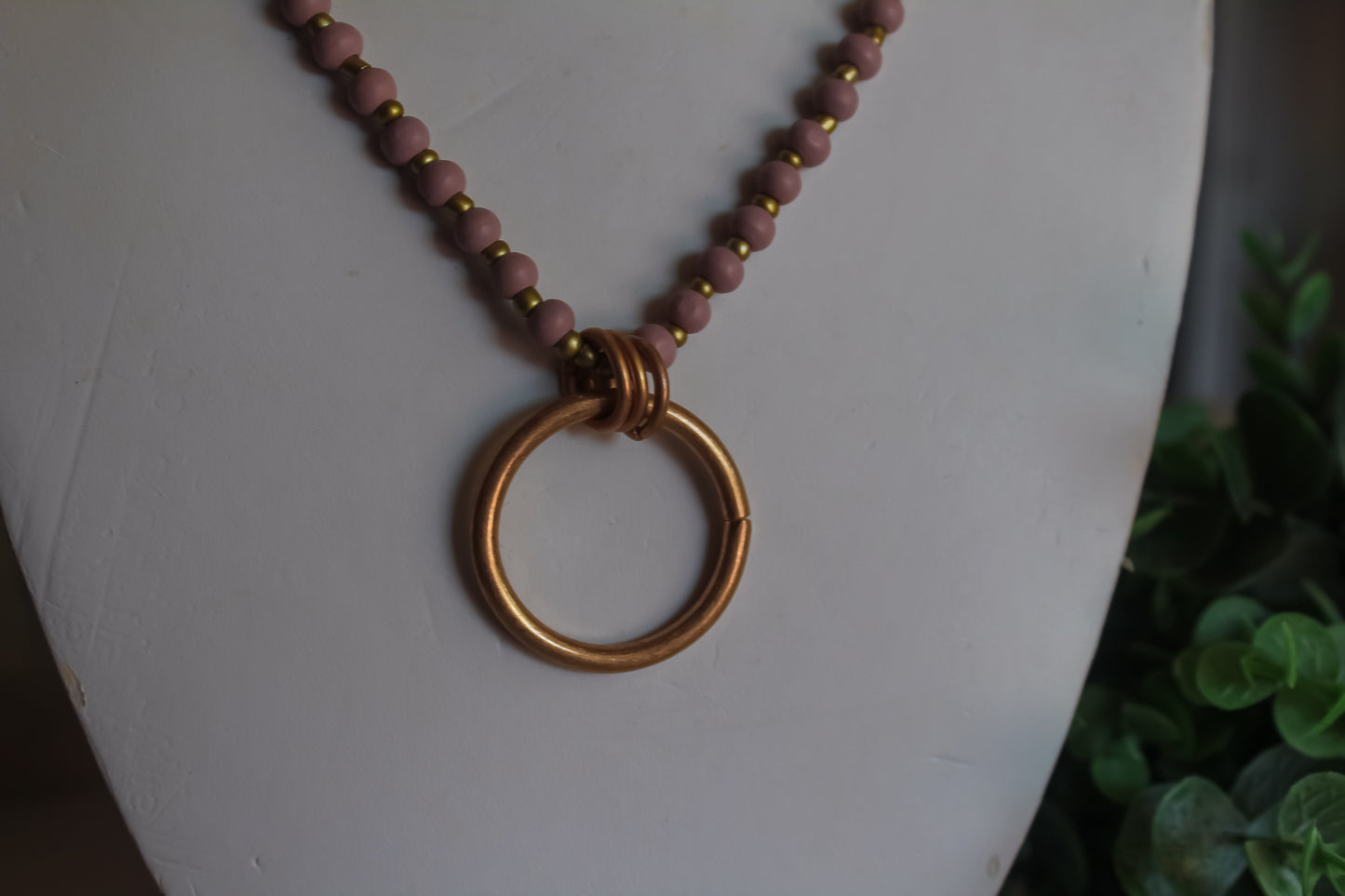 Small Pink Gold Ring Necklace