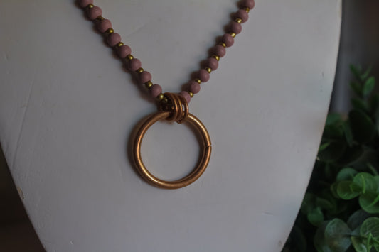 Small Pink Gold Ring Necklace