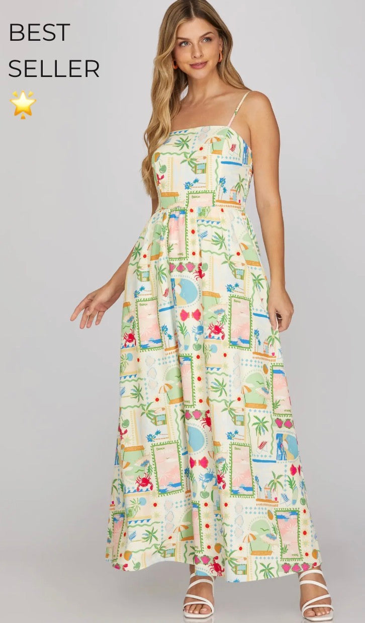 Long She&Sky Tropical Dress