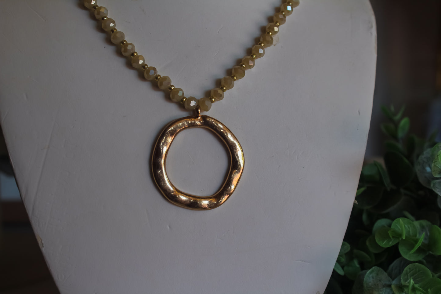 Crystal and Gold Ring Necklace