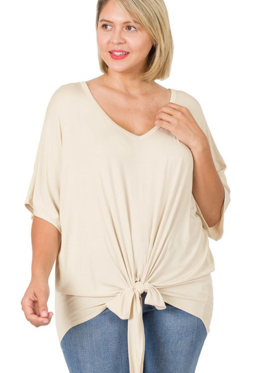 Taupe Plus Size Front Tie