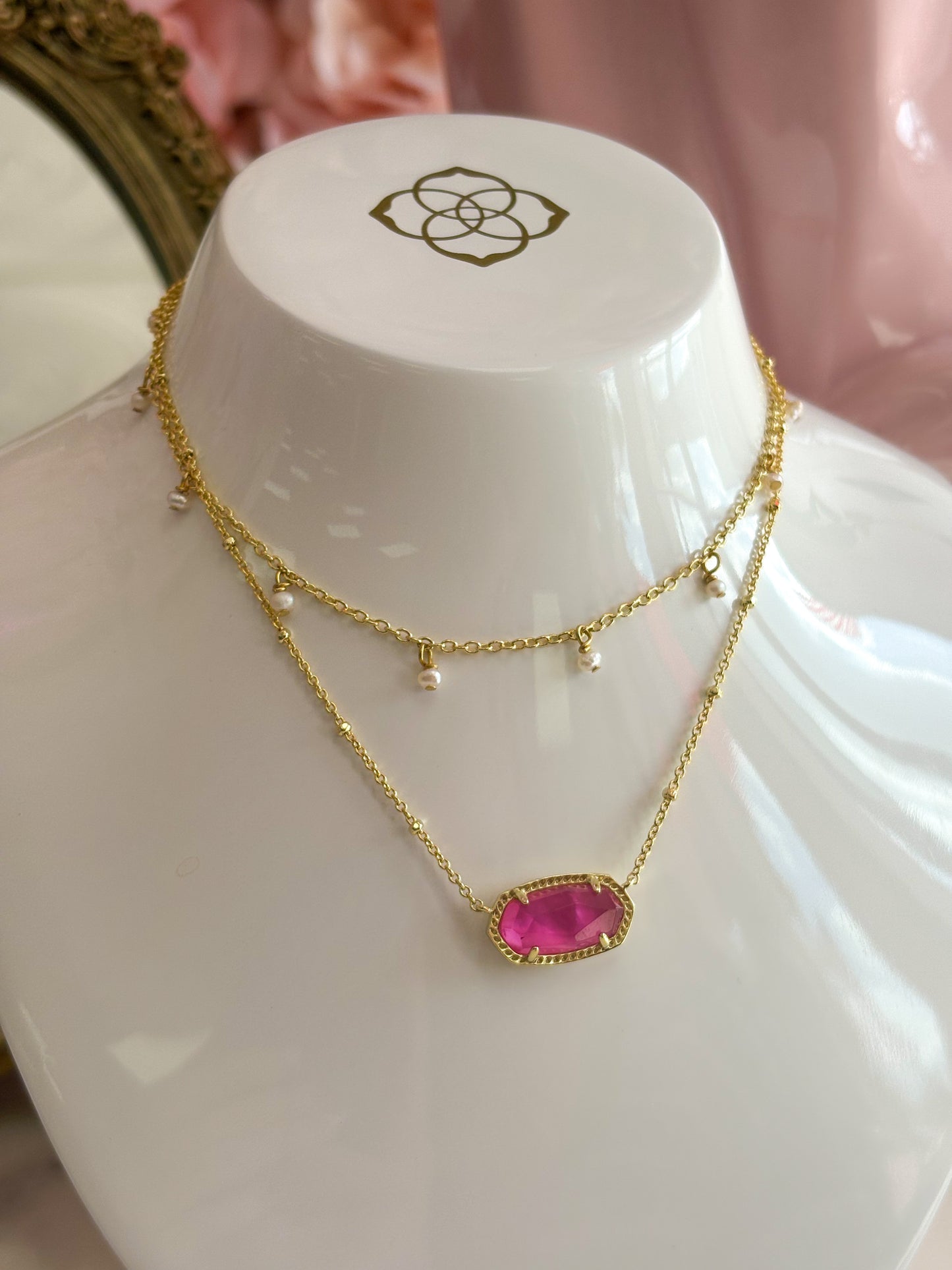 Elisa Pearl Multi Strand Necklace Gold Azalea Illusion 670