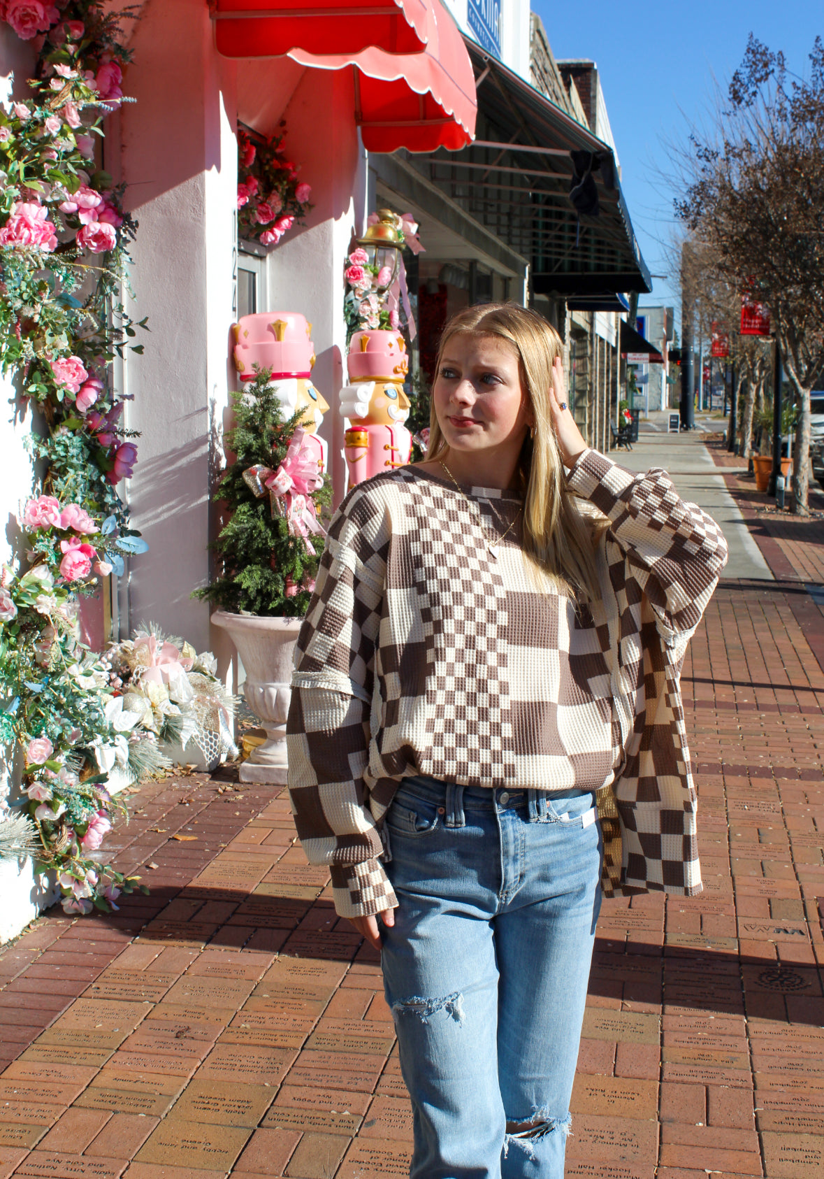 BiBi Oversized Checkered Sweatshirt