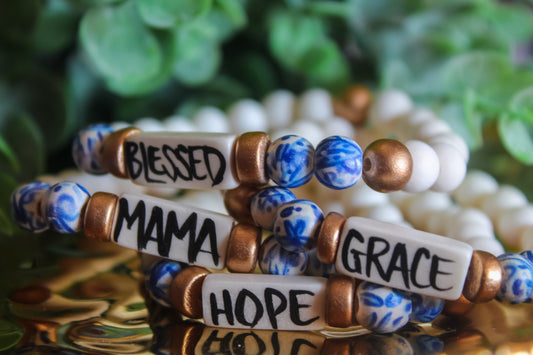 Blue and White Audra Style Bracelets