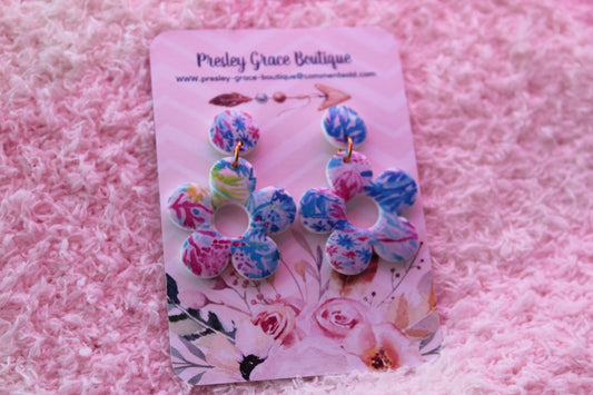 Colorful Flower Clay Stud Dangles