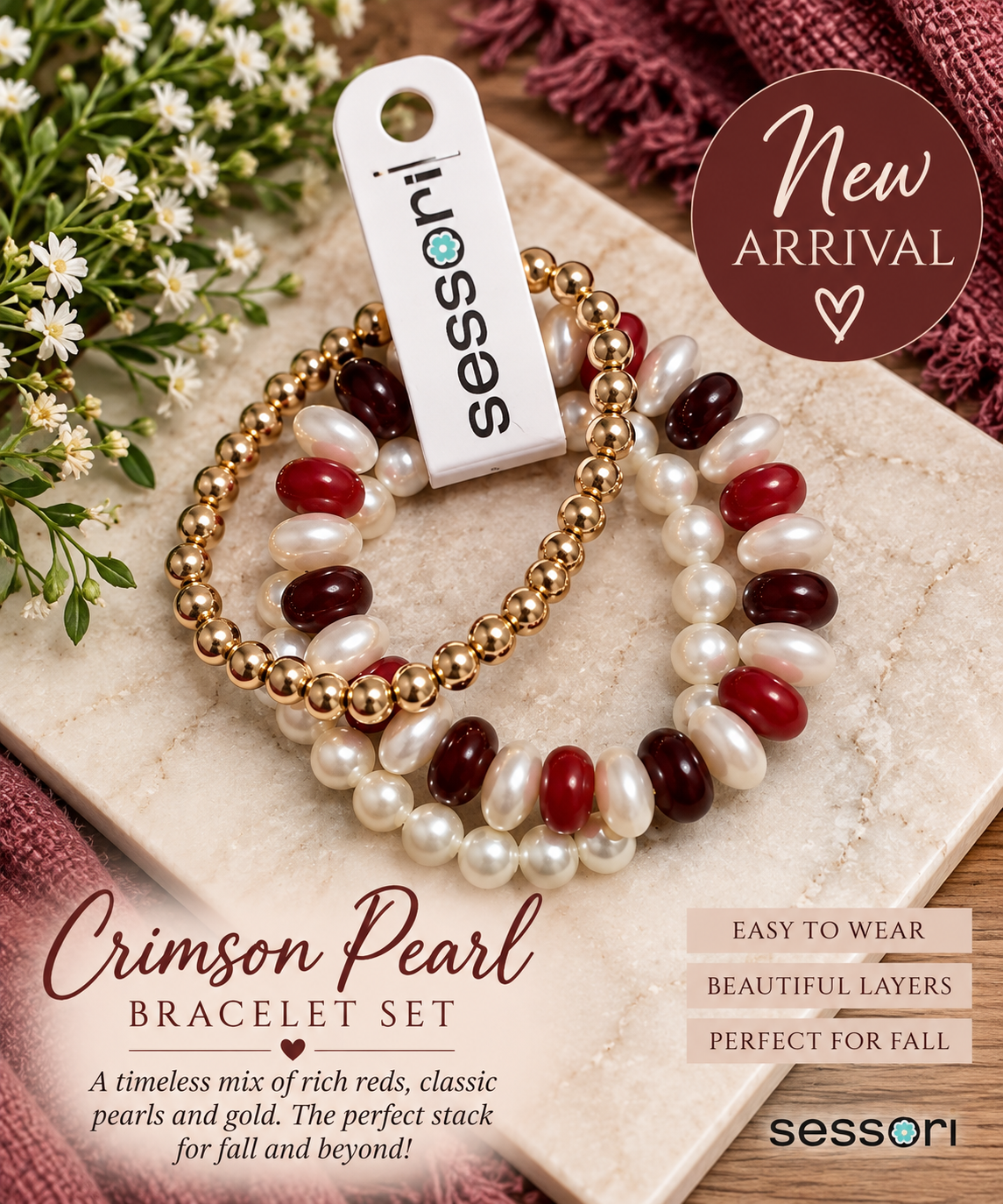Crimson Pearl Bracelet Set