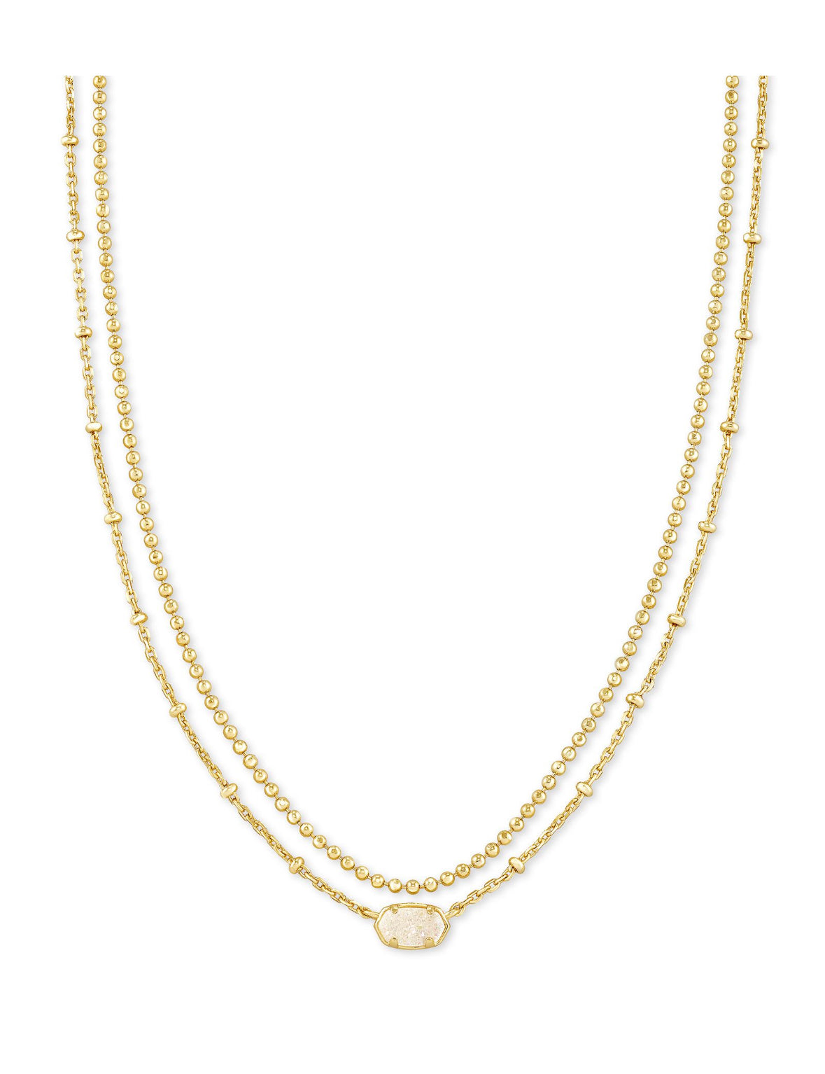 Emilie Multi Strand Necklace – Gold & Iridescent Drusy