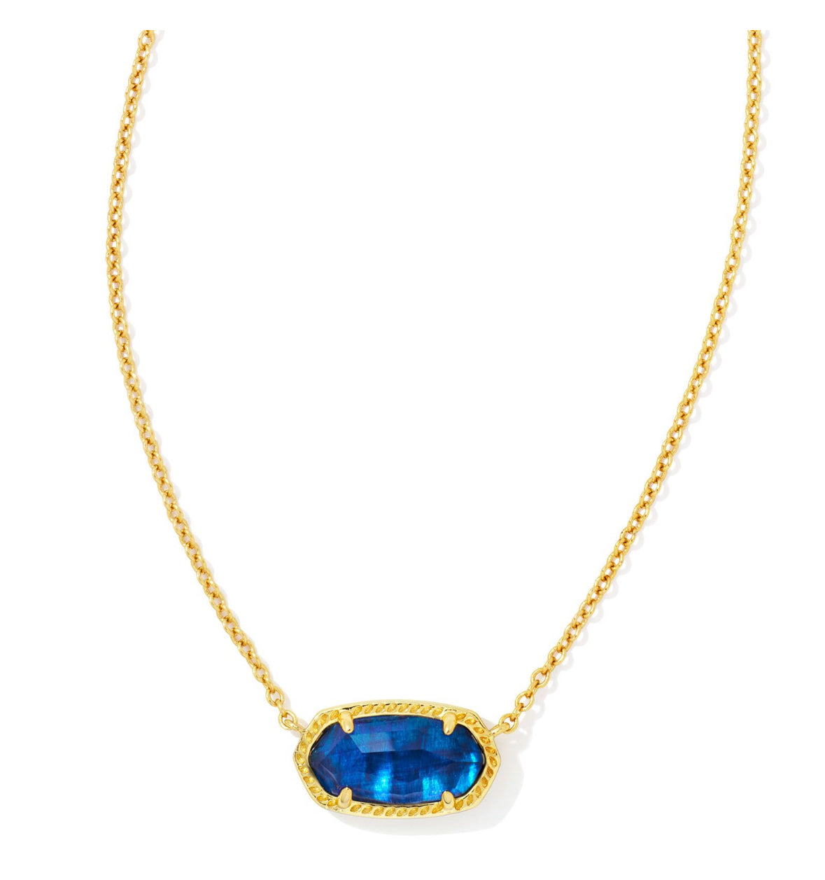Elisa Short Pendant Necklace – Gold & Navy Abalone
