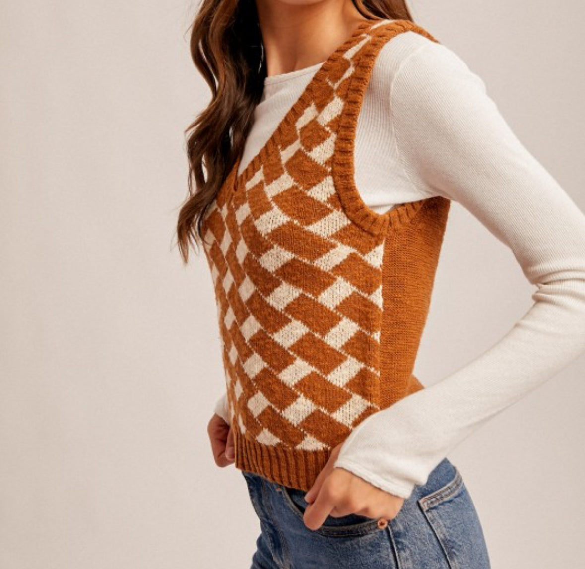 V-Neck Slub Textured Vest