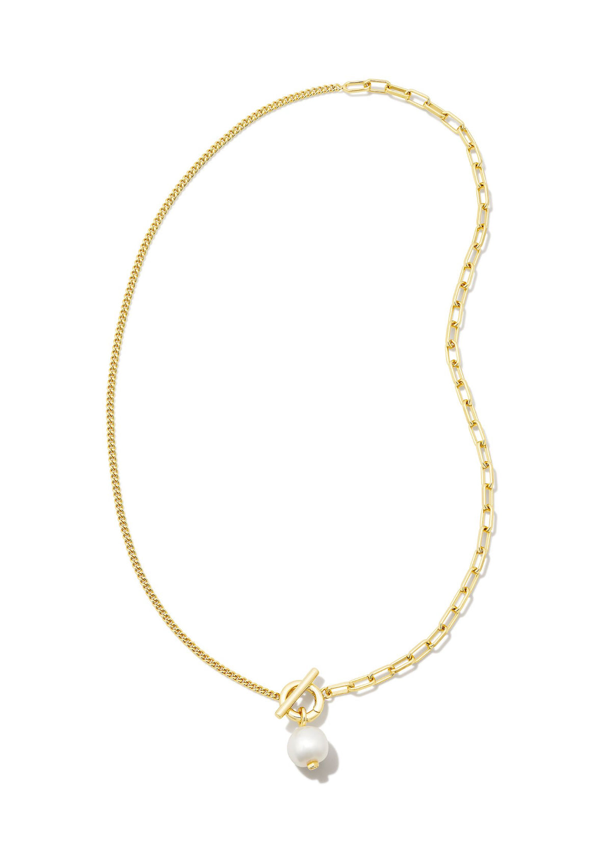 Leighton Pearl Chain Necklace – Gold & White Pearl