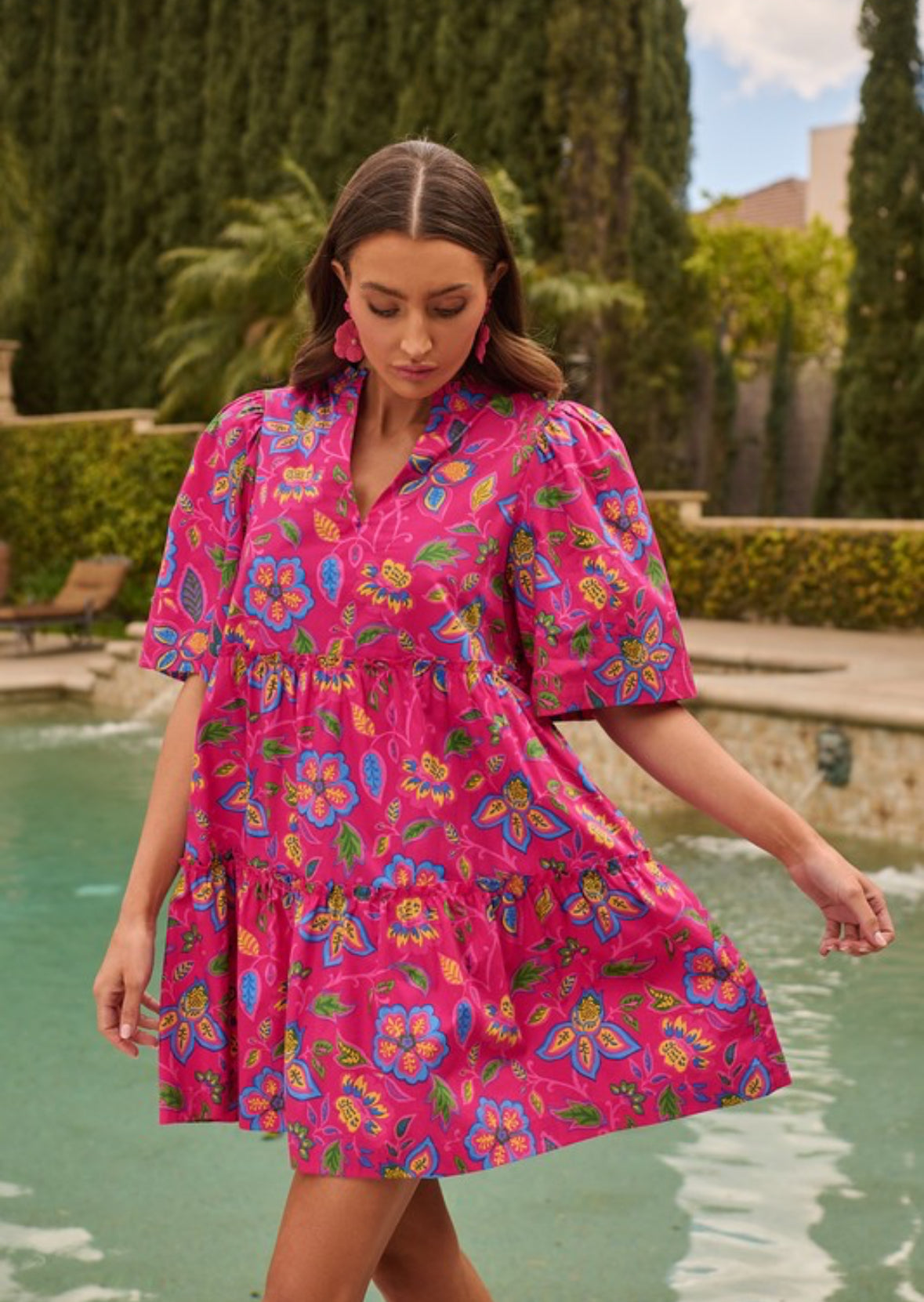 Signy Floral Dixie Split Neck Dress